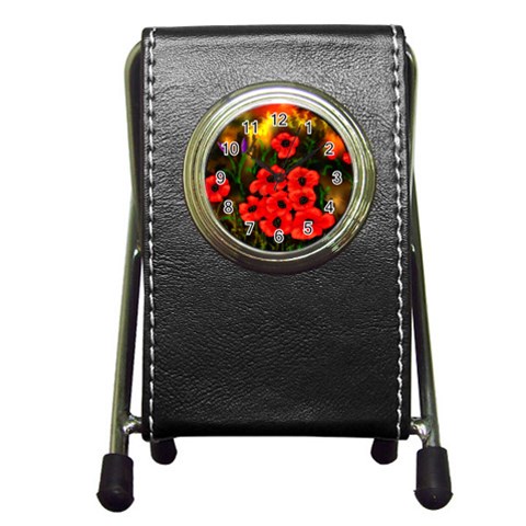  Poppies   by Ave Hurley ~ ArtRave.com Pen Holder Desk Clock from ArtsNow.com Front