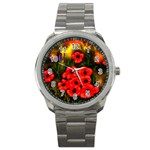  Poppies   by Ave Hurley ~ ArtRave.com Sport Metal Watch