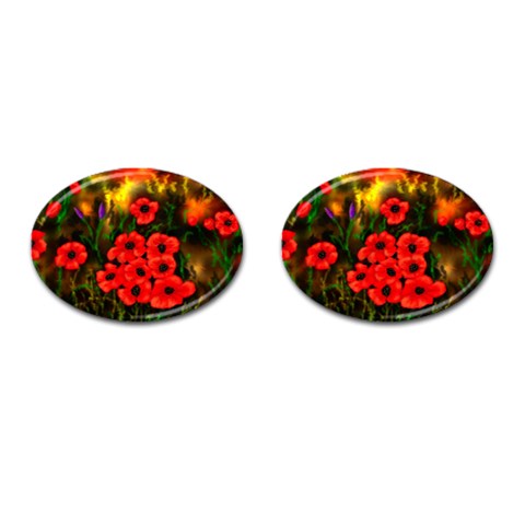  Poppies   by Ave Hurley ~ ArtRave.com Cufflinks (Oval) from ArtsNow.com Front(Pair)