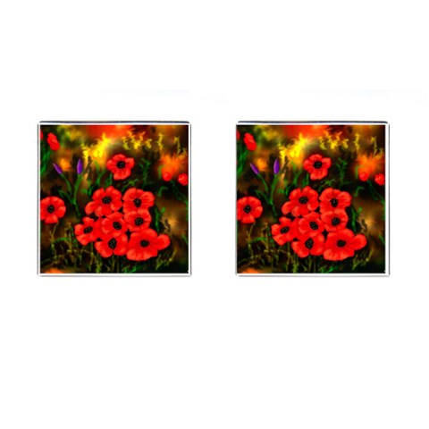  Poppies   by Ave Hurley ~ ArtRave.com Cufflinks (Square) from ArtsNow.com Front(Pair)