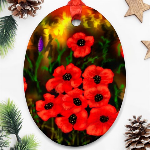  Poppies   by Ave Hurley ~ ArtRave.com Oval Ornament (Two Sides) from ArtsNow.com Front