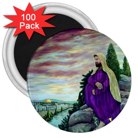 Jesus Overlooking Jerusalem Ave Hurley Ah 001 156 3  Magnet (100 pack) from ArtsNow.com Front