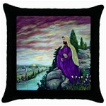 Jesus Overlooking Jerusalem-by AveHurley of ArtRevu Throw Pillow Case (Black)
