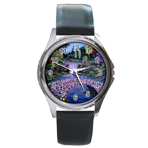 My Garden By Ave Hurley Ah 001 163 Original 1 45mg Round Metal Watch from ArtsNow.com Front