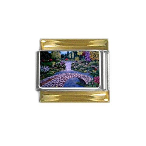 My Garden By Ave Hurley Ah 001 163 Original 1 45mg Gold Trim Italian Charm (9mm) from ArtsNow.com Front