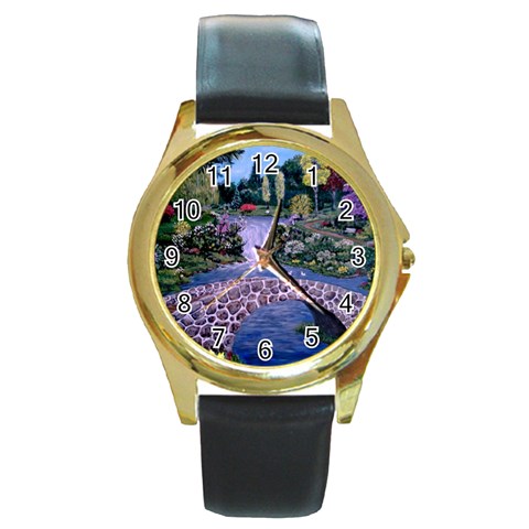 My Garden By Ave Hurley Ah 001 163 Original 1 45mg Round Gold Metal Watch from ArtsNow.com Front