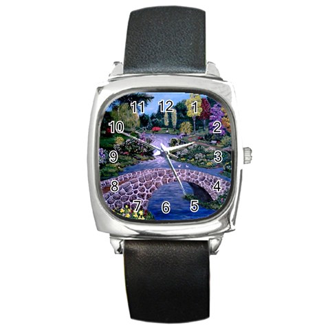 My Garden By Ave Hurley Ah 001 163 Original 1 45mg Square Metal Watch from ArtsNow.com Front
