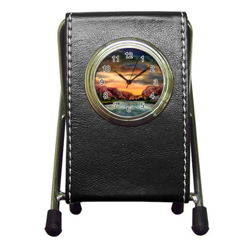Abigails Hideaway Pen Holder Desk Clock from ArtsNow.com Front