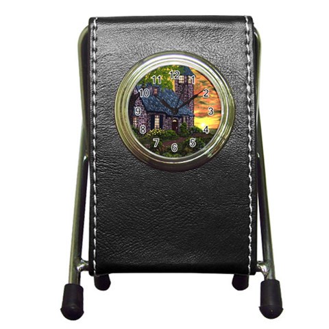 Essex Cottage Lighthouse    Ave Hurley  Ah 001 135 Pen Holder Desk Clock from ArtsNow.com Front