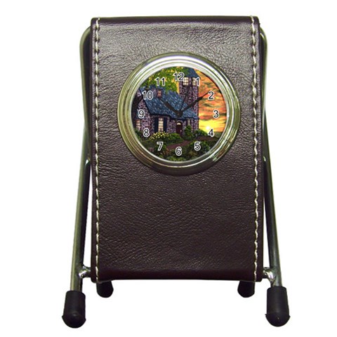 Essex Cottage Lighthouse    Ave Hurley  Ah 001 135 Pen Holder Desk Clock from ArtsNow.com Front