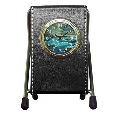 Ah 001 134 Ave Hurley   Hobsons  Lighthouse Pen Holder Desk Clock from ArtsNow.com Front