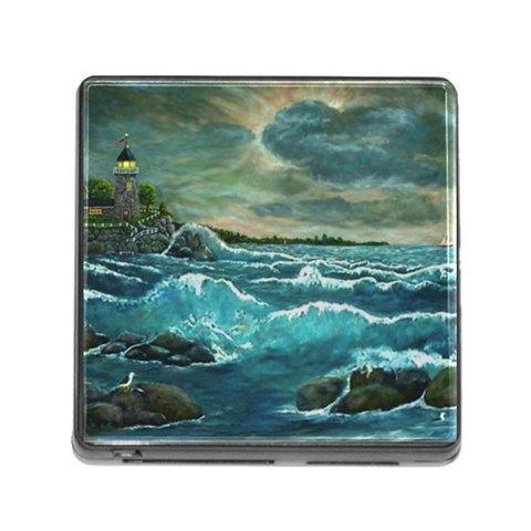 Ah 001 134 Ave Hurley   Hobsons  Lighthouse Memory Card Reader with Storage (Square) from ArtsNow.com Front