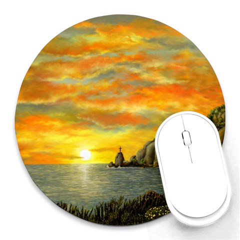 Sunset Of Hope  Round Mousepad from ArtsNow.com Front