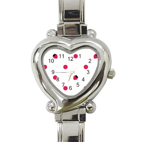 Strawberry Dots Pink Heart Italian Charm Watch from ArtsNow.com Front