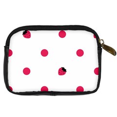 Strawberry Dots Pink Digital Camera Leather Case from ArtsNow.com Back
