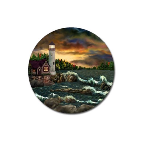 David Bowman Lighthouse Magnet 3  (Round) from ArtsNow.com Front