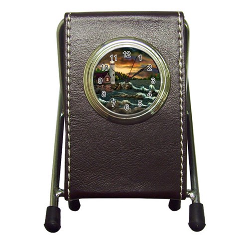 David Bowman Lighthouse Pen Holder Desk Clock from ArtsNow.com Front