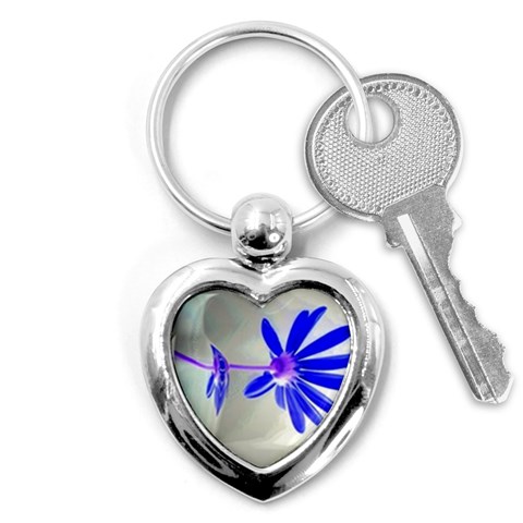 Jd 300 004 Blue Daisy Delight 400x300 Key Chain (Heart) from ArtsNow.com Front