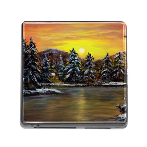 Cabin In The Woods  Memory Card Reader with Storage (Square) from ArtsNow.com Front