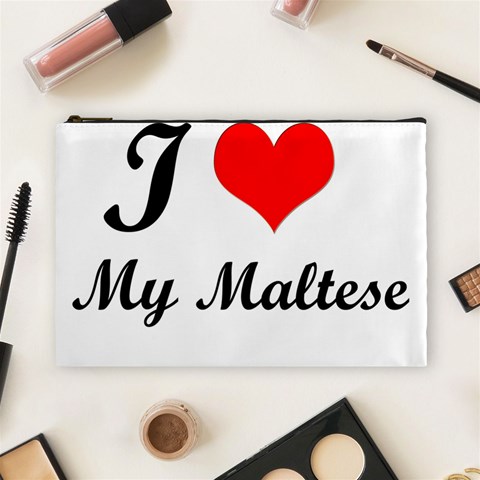 I Love My Maltese Large Makeup Purse from ArtsNow.com Front