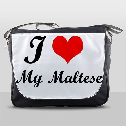 I Love My Maltese Messenger Bag from ArtsNow.com Front