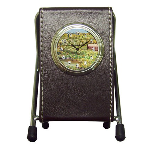 Tenant House In Summer  by Ave Hurley Pen Holder Desk Clock from ArtsNow.com Front
