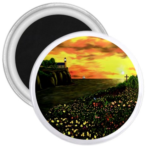 Round Eddies Sunset 3  Magnet from ArtsNow.com Front