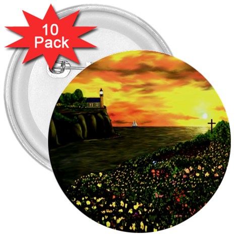 Round Eddies Sunset 3  Button (10 pack) from ArtsNow.com Front
