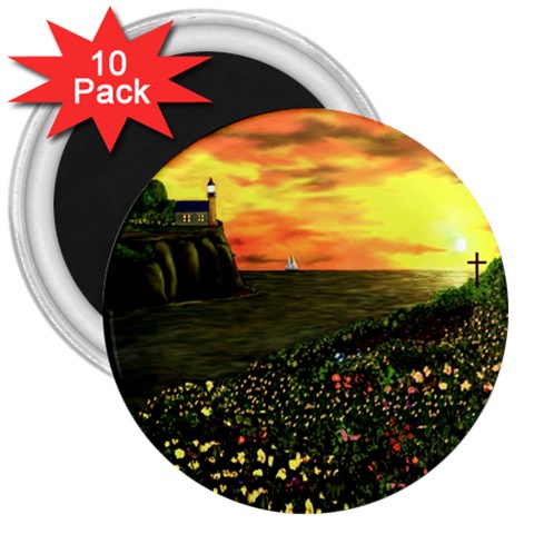 Round Eddies Sunset 3  Magnet (10 pack) from ArtsNow.com Front