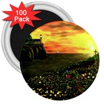 Round Eddies Sunset 3  Magnet (100 pack)