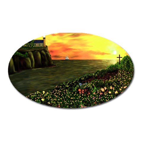 Round Eddies Sunset Magnet (Oval) from ArtsNow.com Front