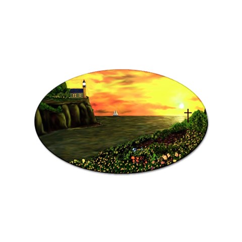 Round Eddies Sunset Sticker Oval (100 pack) from ArtsNow.com Front