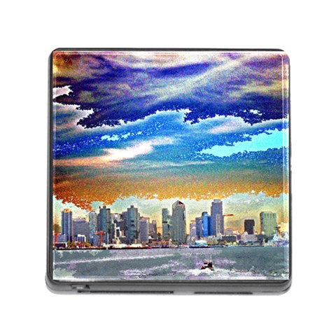 San Diego Skyline Memory Card Reader with Storage (Square) from ArtsNow.com Front