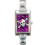 Pink Zebra Skull Rectangular Italian Charm Watch