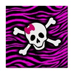 Pink Zebra Skull Tile Coaster