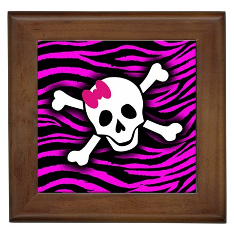 Pink Zebra Skull Framed Tile from ArtsNow.com Front
