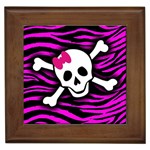 Pink Zebra Skull Framed Tile