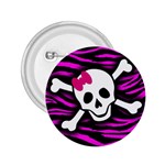 Pink Zebra Skull 2.25  Button