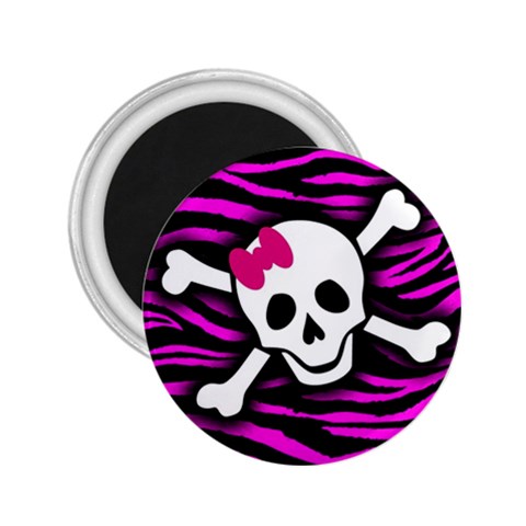 Pink Zebra Skull 2.25  Magnet from ArtsNow.com Front