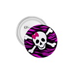 Pink Zebra Skull 1.75  Button