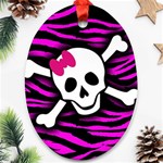 Pink Zebra Skull Ornament (Oval)