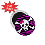 Pink Zebra Skull 1.75  Magnet (100 pack) 