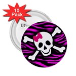 Pink Zebra Skull 2.25  Button (10 pack)