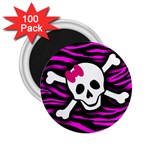 Pink Zebra Skull 2.25  Magnet (100 pack) 