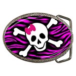 Pink Zebra Skull Belt Buckle