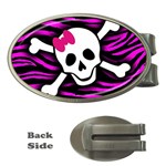 Pink Zebra Skull Money Clip (Oval)