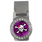 Pink Zebra Skull Money Clip (CZ)