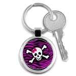 Pink Zebra Skull Key Chain (Round)