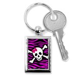 Pink Zebra Skull Key Chain (Rectangle)