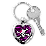 Pink Zebra Skull Key Chain (Heart)